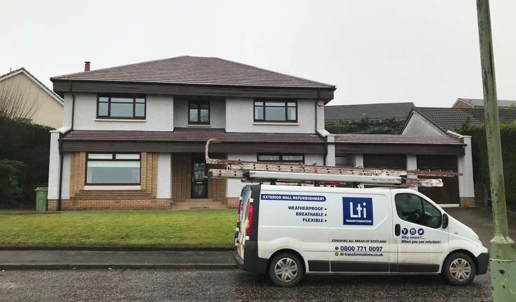 Exterior Wall Coating in Quarry and Exterior Roof Coating in Brown